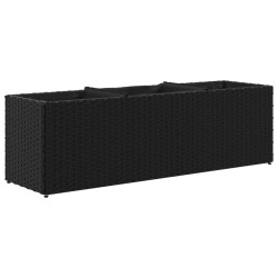 Jardinières avec 3 pots 2 pcs noir 105x30x32 cm résine tressée 