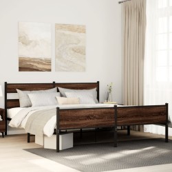 Cadre de lit en métal sans matelas chêne marron 200x200 cm 