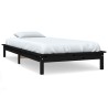 Cadre de lit sans matelas noir bois massif 