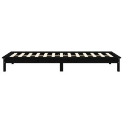 Cadre de lit sans matelas noir bois massif 