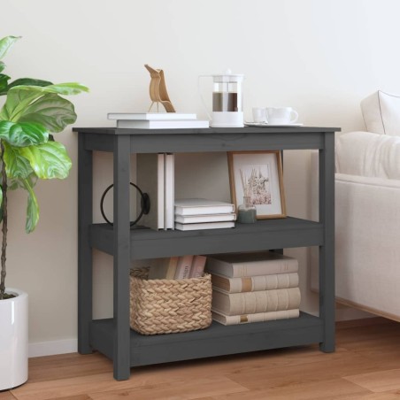 Table console Gris 80x40x74 cm Bois massif de pin 