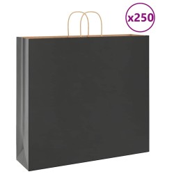 Sacs en papier 250 pcs avec poignées noir 54x15x49 cm 
