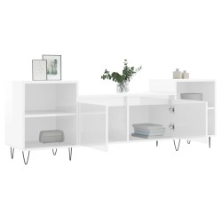 Meuble TV Blanc brillant 160x35x55 cm Bois d'ingénierie 