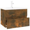 Meuble lavabo avec bassin intégré Chêne fumé Bois d'ingénierie 