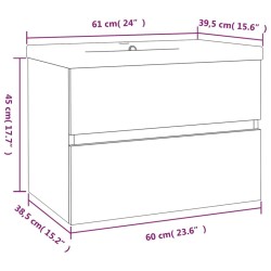 Meuble lavabo avec bassin intégré Chêne fumé Bois d'ingénierie 