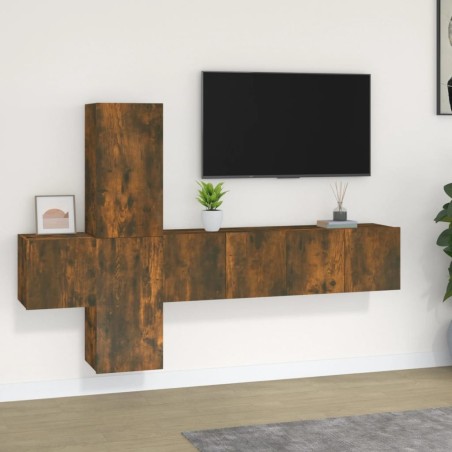 Ensemble de meubles TV 5 pcs Chêne fumé Bois d'ingénierie 