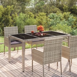Table de jardin dessus en verre Gris 150x90x75cm Résine tressée 
