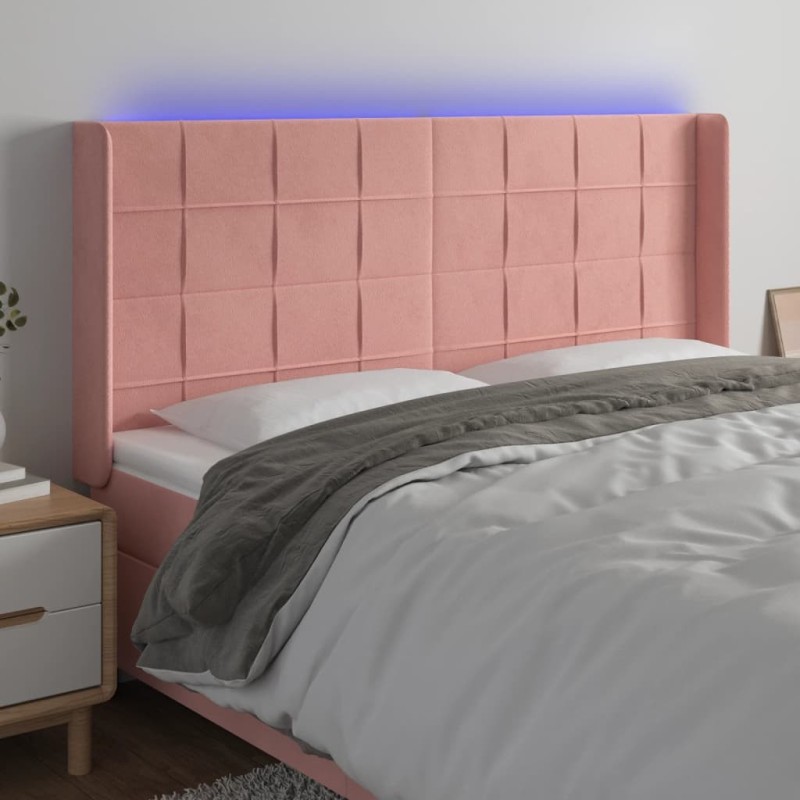 Tête de lit à LED Rose 183x16x118/128 cm Velours 