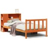 Lit bibliothèque sans matelas cire marron 90x190 cm pin massif 