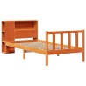 Lit bibliothèque sans matelas cire marron 90x190 cm pin massif 