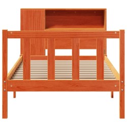 Lit bibliothèque sans matelas cire marron 90x190 cm pin massif 