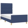 Cadre de lit sans matelas bleu 90x190 cm tissu 