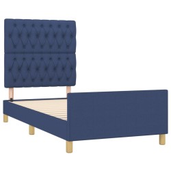 Cadre de lit sans matelas bleu 90x190 cm tissu 
