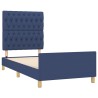 Cadre de lit sans matelas bleu 90x190 cm tissu 