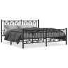 Cadre de lit métal sans matelas avec pied de lit noir 183x213cm 