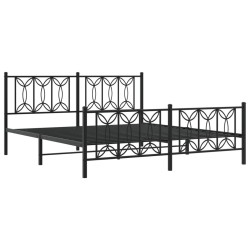 Cadre de lit métal sans matelas avec pied de lit noir 183x213cm 