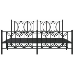 Cadre de lit métal sans matelas avec pied de lit noir 183x213cm 