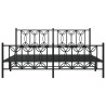 Cadre de lit métal sans matelas avec pied de lit noir 183x213cm 