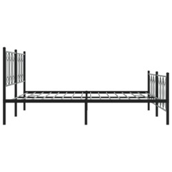 Cadre de lit métal sans matelas avec pied de lit noir 183x213cm 