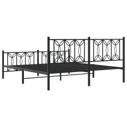 Cadre de lit métal sans matelas avec pied de lit noir 183x213cm 