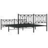 Cadre de lit métal sans matelas avec pied de lit noir 183x213cm 