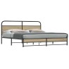 Cadre de lit en métal sans matelas chêne fumé 193x203 cm 