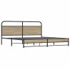 Cadre de lit en métal sans matelas chêne fumé 193x203 cm 