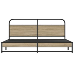 Cadre de lit en métal sans matelas chêne fumé 193x203 cm 