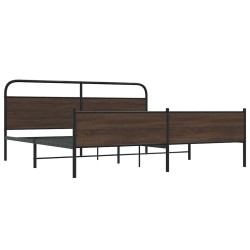 Cadre de lit en métal sans matelas chêne marron 193x203 cm 