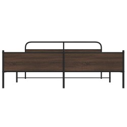 Cadre de lit en métal sans matelas chêne marron 193x203 cm 