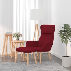 Chaise de relaxation avec tabouret Rouge bordeaux Velours 