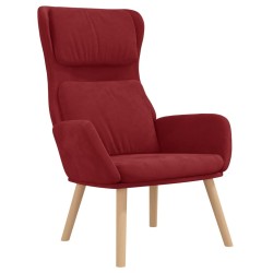 Chaise de relaxation avec tabouret Rouge bordeaux Velours 