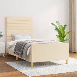 Cadre de lit sans matelas crème 80x200 cm tissu 