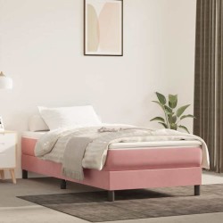 Matelas de lit à ressorts ensachés rose 100x220x20 cm velours 