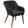 Chaises d'extérieur lot de 2 avec coussins Résine tressée Noir 