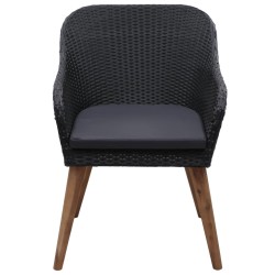 Chaises d'extérieur lot de 2 avec coussins Résine tressée Noir 