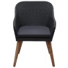 Chaises d'extérieur lot de 2 avec coussins Résine tressée Noir 