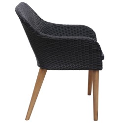 Chaises d'extérieur lot de 2 avec coussins Résine tressée Noir 
