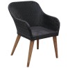 Chaises d'extérieur lot de 2 avec coussins Résine tressée Noir 