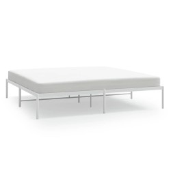 Cadre de lit métal sans matelas blanc 183x213 cm 