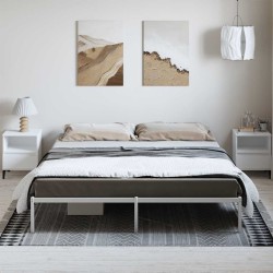Cadre de lit métal sans matelas blanc 183x213 cm 