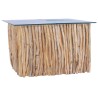 Table basse avec dessus en verre 66x66x40cm Bois de teck massif 