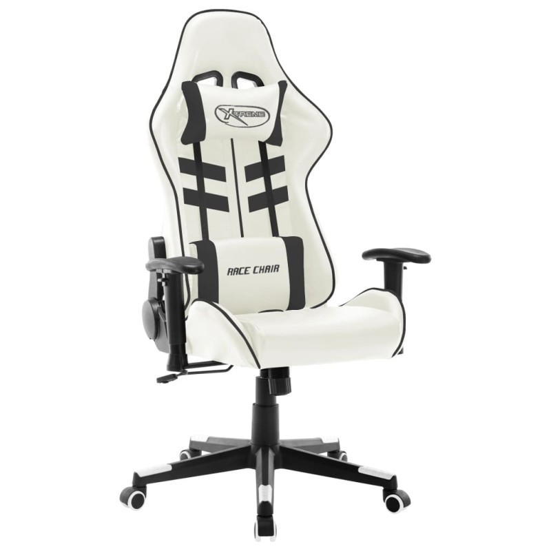 Chaise de jeu Blanc et noir Cuir artificiel Chaise de jeu Blanc et noir Cuir artificiel