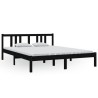 Cadre de lit sans matelas noir bois massif 150x200 cm 
