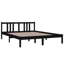 Cadre de lit sans matelas noir bois massif 150x200 cm 
