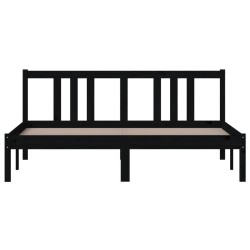 Cadre de lit sans matelas noir bois massif 150x200 cm 