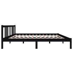 Cadre de lit sans matelas noir bois massif 150x200 cm 
