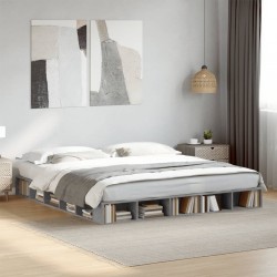 Cadre de lit sans matelas gris béton 180x200 cm 