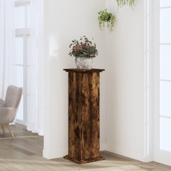 Support pour plantes chêne fumé 33x33x100 cm bois d'ingénierie 