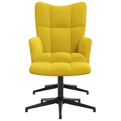 Chaise de relaxation avec tabouret Jaune moutarde Velours 